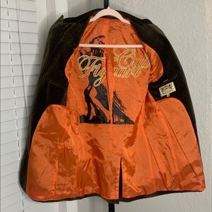 RARE vintage y2k Juicy Couture pinstriped   Velvet Blazer size 38